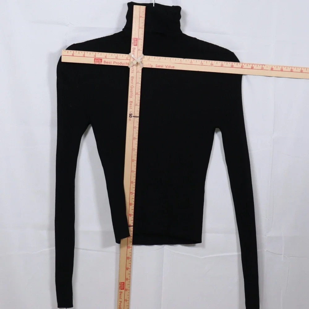 Zara Turtleneck Sweater Small Black Womens Ribbed Knit Basic